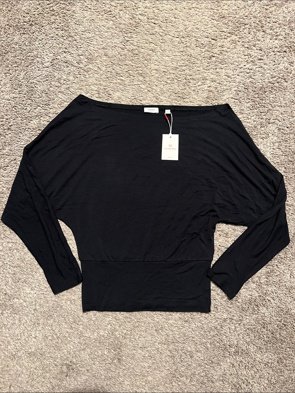 Aritzia Black Boatneck Dolman Long Sleeve Top